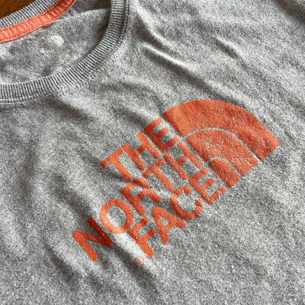 The North Face gray and orange logo tee S - Picture 2 of 7